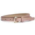 Elegant dusty pink PU leather narrow belt for women with a polished gold pin buckle - 105*1.4 / Pink