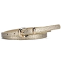 Ceinture fine dorée champagne motif crocodile avec boucle fer à cheval en métal poli - Or clair / 105*1.4