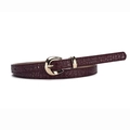 Ceinture fine bordeaux pour femme avec motif crocodile et boucle dorée élégante - Rouge Foncé / 105*1.4