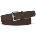 Ceinture femme rétro marron foncé en cuir mat avec boucle argentée polie - 105cm x 2.8cm / Café