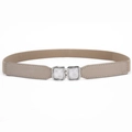 Elastische tailleriem voor dames in beige met zilveren gesp en marmeren decoratie - Khaki