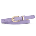 Cintura sottile in pelle PU viola chiaro da donna con fibbia dorata lucida e opaca - Viola