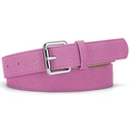 Ceinture chic en similicuir rose pourpre avec boucle carrée en métal argenté poli - 105cm x 2.8cm / Rose rouge