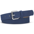 Ceinture femme bleu foncé en simili daim mat avec une boucle carrée argentée classique - 105cm x 2.8cm / Bleu marine