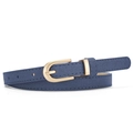 Sottile cintura da donna in finta pelle scamosciata blu navy con fibbia ad ardiglione oro - Blu navy