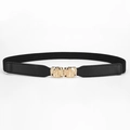 Ceinture élastique noire minimaliste pour femme avec boucle dorée à vagues irrégulières - 70cm / Noir