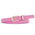 Cintura sottile rosa in pelle PU da donna con fibbia a U dorata e finitura scamosciata - Rosso rosa