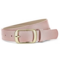 Pale pink lychee texture belt with a light gold metal buckle for women's trousers - Pink