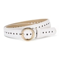Cinturón blanco para niños con recortes de estrellas y hebilla redonda dorada de moda - Talla Regular / Blanco