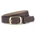 Ceinture femme classique en cuir marron foncé avec boucle ardillon dorée pour pantalons - Café / 105*2.8