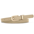 Cintura sottile da donna in pelle PU con fibbia dorata opaca in colore kaki chic - Kaki