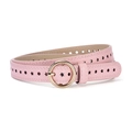 Cinturón rosa moderno con recortes de estrellas y hebilla redonda dorada pulida - Talla Regular / Rosa