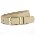 Ceinture classique en similicuir beige avec boucle dorée polie et fermeture à ardillon - Beige / 105*2.8