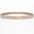 Ceinture élastique femme beige avec boucle métallique dorée en forme de pétale - 70cm / Khaki