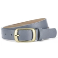 Ceinture élégante en cuir bleu-gris pour femme avec une boucle dorée arrondie - Bleu Denim / 105*2.8