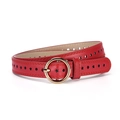 Cinturón rojo infantil con calados de estrella y hebilla redonda dorada pulida - Talla Regular / Rojo