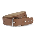 Cintura da donna in ecopelle marrone con fibbia ad ardiglione argento e rivetti metallici - Cammello / Taglia unica