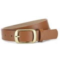 Ceinture femme en cuir marron avec boucle ardillon dorée mate et texture grainée - Chameau / 105*2.8