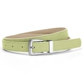 Minimalist light green suede leather belt for women with matte silver pin buckle detail - Light Green