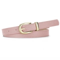 Fine ceinture en similicuir rose avec boucle ardillon dorée pour tenue décontractée femme - Rose