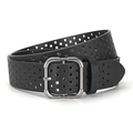 Vintage zwarte PU-leren riem met vierkante uitsparingen en zilveren metalen gesp - 106*3.8cm / Zwart