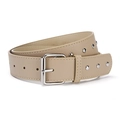 Cintura beige in finta pelle con doppie borchie argentate e fibbia ad ardiglione - Cachi / Taglia unica