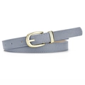 Ceinture fine en cuir PU bleu poussiéreux pour femme avec boucle ardillon dorée - Bleu Denim