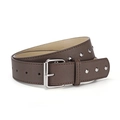 Dark brown PU leather belt with silver studs and metal pin buckle for jeans - Coffee / One Size
