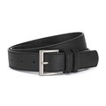 Cinturón clásico de cuero PU negro con hebilla de pasador plateada para pantalones casuales - 106cm x 3.3cm / Negro