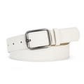 Minimalist white leather belt with matte black square metal buckle for jeans - Standard (106x3.3) / White
