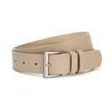 Cinturón minimalista de cuero PU beige té con leche y hebilla cuadrada de metal plateado - 106cm x 3.3cm / Caqui