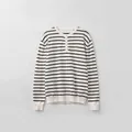 Gestreepte Henley-trui voor heren in zwart en wit met knoopsluiting en klassiek design - S / Wit