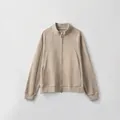 Men's casual loose stand collar raglan zip jacket in light khaki sport sweatshirt - S / Brown