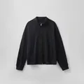 Men's casual black zip-up sport jacket with stand collar and raglan sleeve design - M / Black