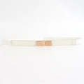 Ceinture fine élastique blanche pour robes avec boucle en métal doré et similicuir - Blanc / 75cm