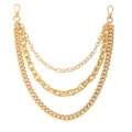 Goldene mehrlagige Punk-Metall-Hosenkette mit Gliedern und Karabinerverschlüssen - Gold