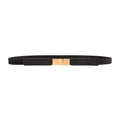 Elastic skinny waist belt in black with elegant gold rectangular metal buckle - Navy Blue