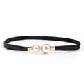 Ceinture élastique fine pour femme avec boucle dorée à double perle pour robes - 65cm / Noir