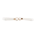 Ceinture élastique blanche élégante pour femme avec boucle dorée et perles blanches - 65cm / Blanc