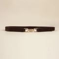 Ceinture élastique marron foncé minimaliste avec boucle dorée en U pour femme - 65cm / café
