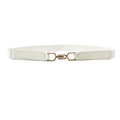 Fine ceinture élastique blanche pour femme avec boucle en métal doré entrelacée élégante - 65cm / Blanc