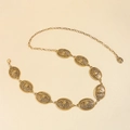 Chaîne de taille vintage dorée avec médaillons ovales à tête de taureau pour femme - Doré