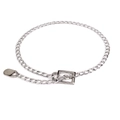 Sleek silver metal Cuban link chain belt with square buckle for minimalist street style - Silver 115cm