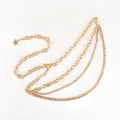 Golden multi-layer metal waist chain featuring white rhinestones and star pendant - Gold Rhinestone 105cm