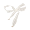 Elegant white lace bow waistband with floral lace patterns and delicate faux pearl charms - White