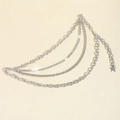 Fashion silver multilayer waist chain with glittering rhinestones and star pendant - Silver Rhinestone 105cm