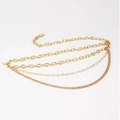 Modische goldene mehrlagige Metall-Taillenkette mit vier verschiedenen Gliederketten - Gold Einfache Kette (105cm)