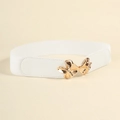 Cintura elastica bianca da donna con fibbia dorata a forma di fungo stile origami - Bianco