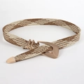 Ceinture tressée pour femmes aux motifs marrons avec boucle en métal doré - Camel