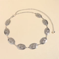 Cintura a catena in argento vintage stile bohémien con placche ovali per vestiti - Argento